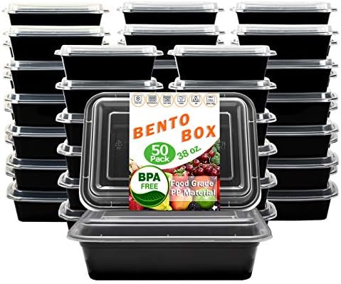 המאה החדשה, 50 חבילות [32 גרם] מיכל מזון 1 תאים - ארוחה מלבנית מכנה בנטו עם מכסה - קופסת אוכל ניידת - ניתן לערימה